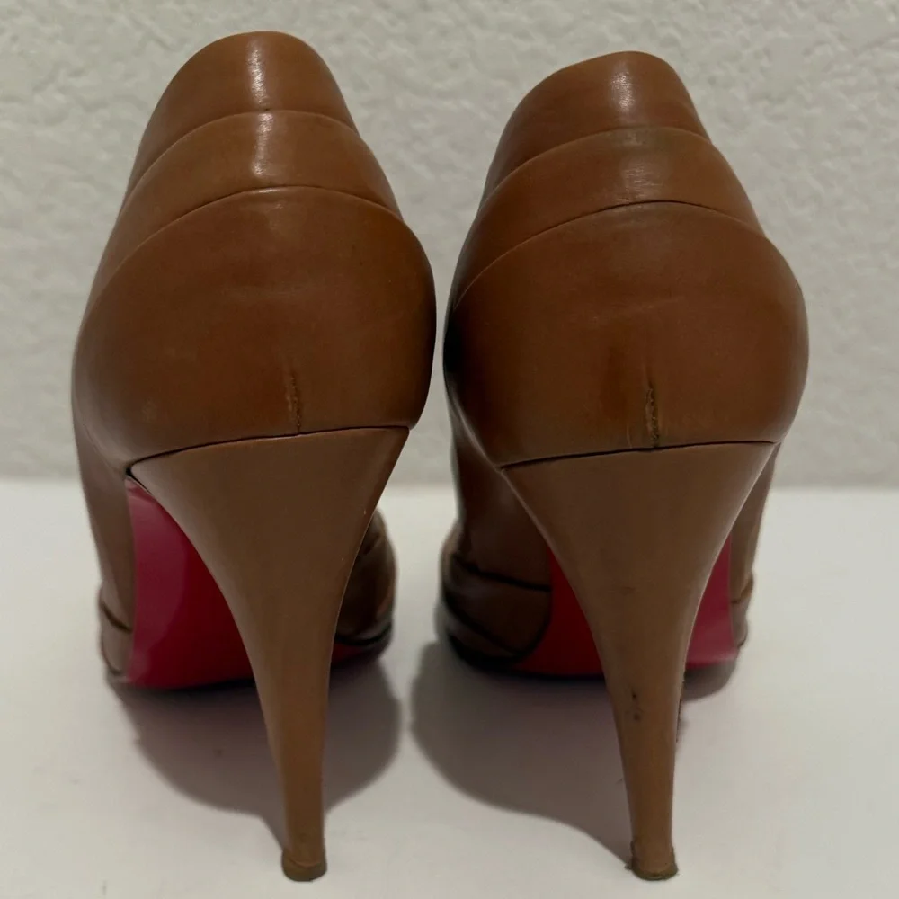 Christian Louboutin Insectika 100 Seta Caramel Tan High Heels 40.5